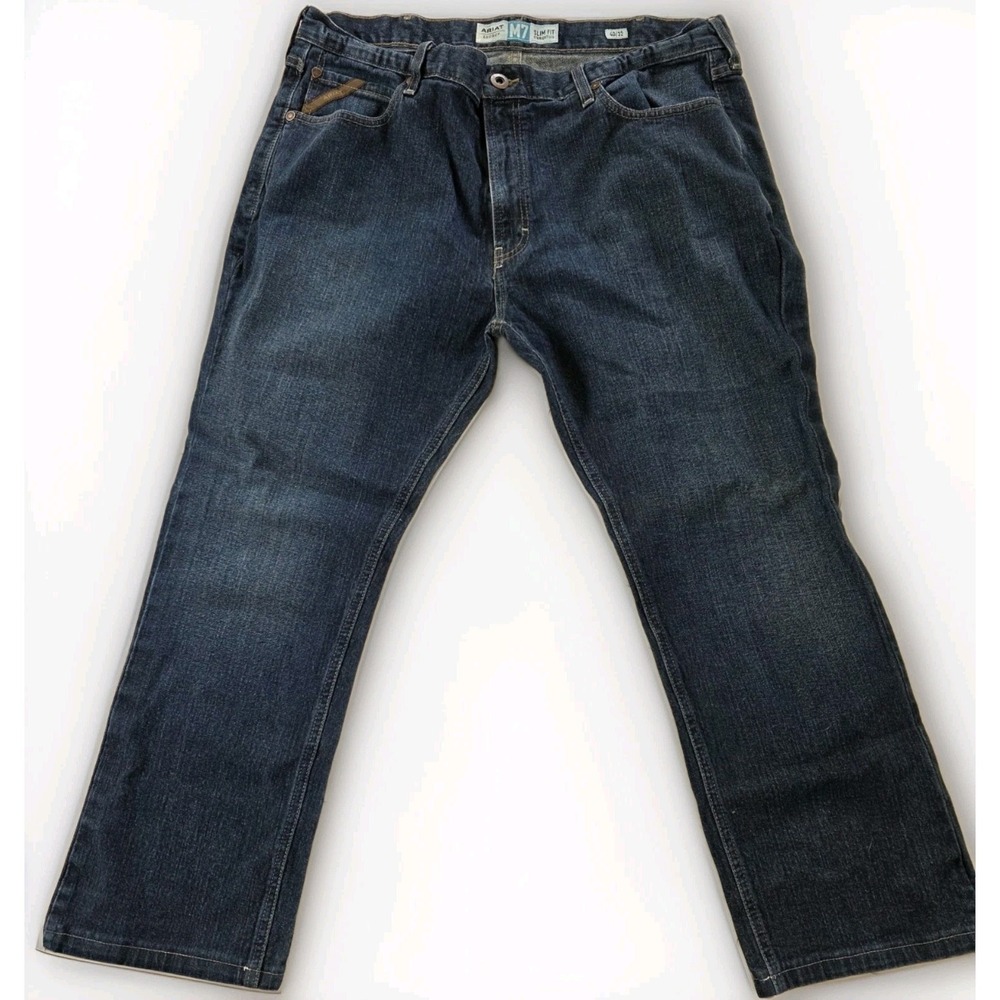 Ariat M7 Legacy Men's Jeans 40x29 Slim Fit Straight Leg Dark Wash Hemmed